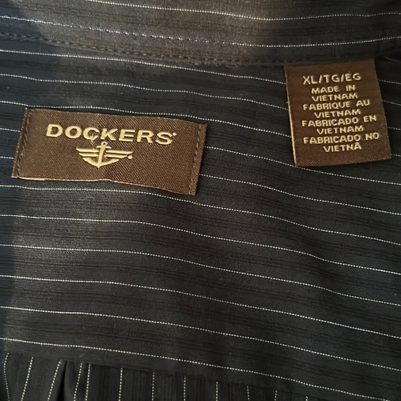 Dockers Men's Blue White Stripe Button Down Long Sleeve Shirt Size XL New w Tags - Picture 5 of 6